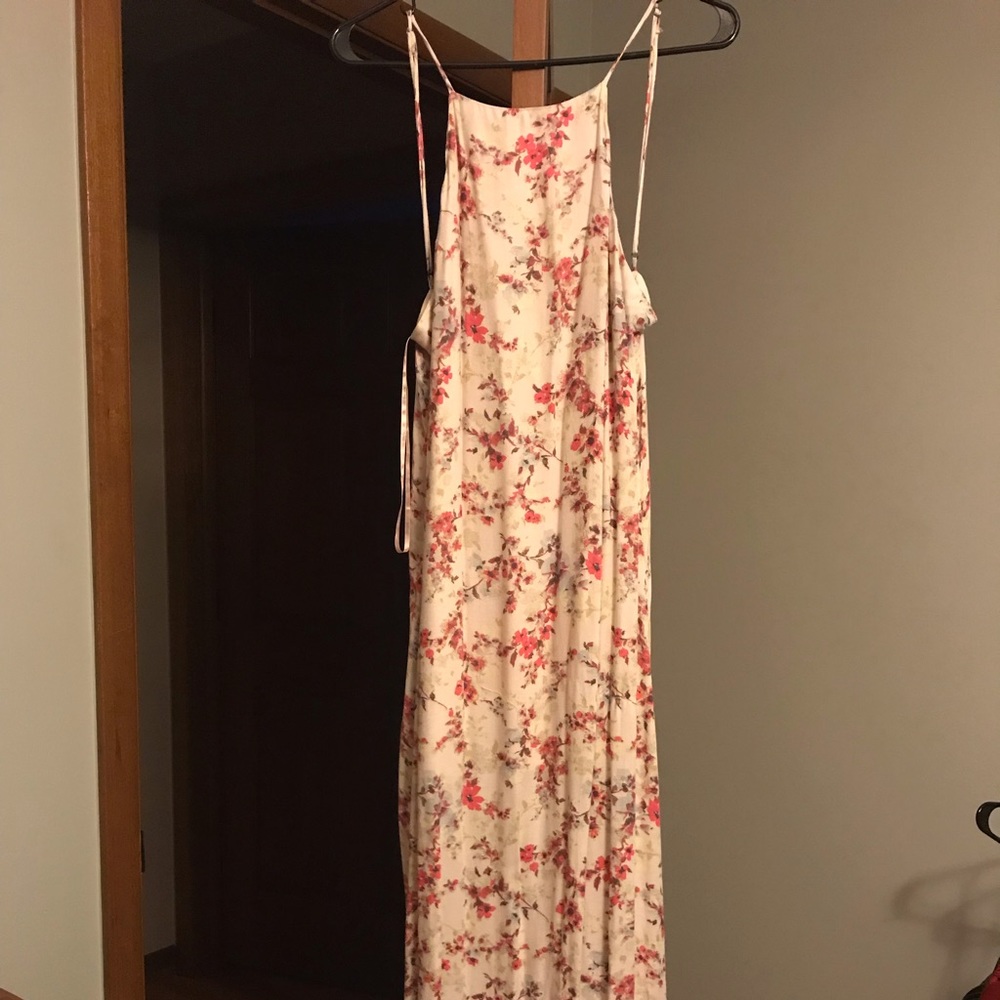 Long cream floral dress